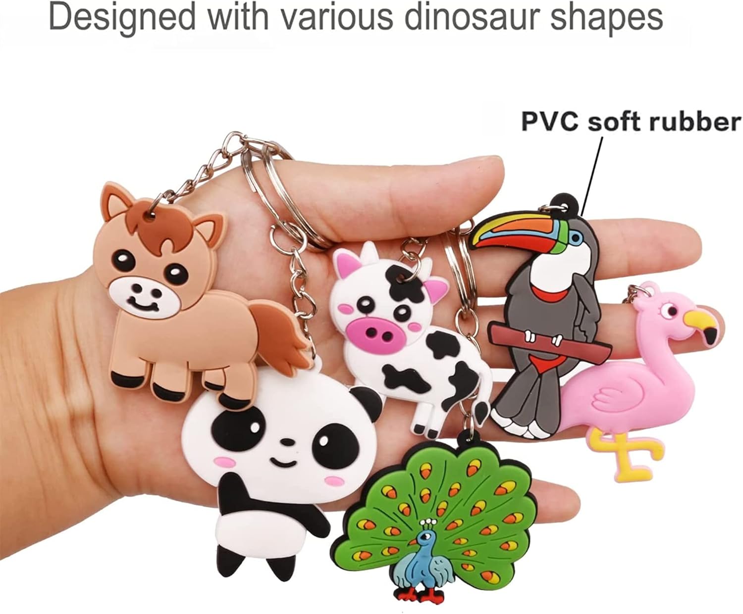 24 Pcs Jungle Animals Keychain Pendant for Kids, Animal Jungle Party Favors Pendant Zoo Theme Party Bag Filler Party Favors Boy Girl Kid Birthday Party Supply Decoration