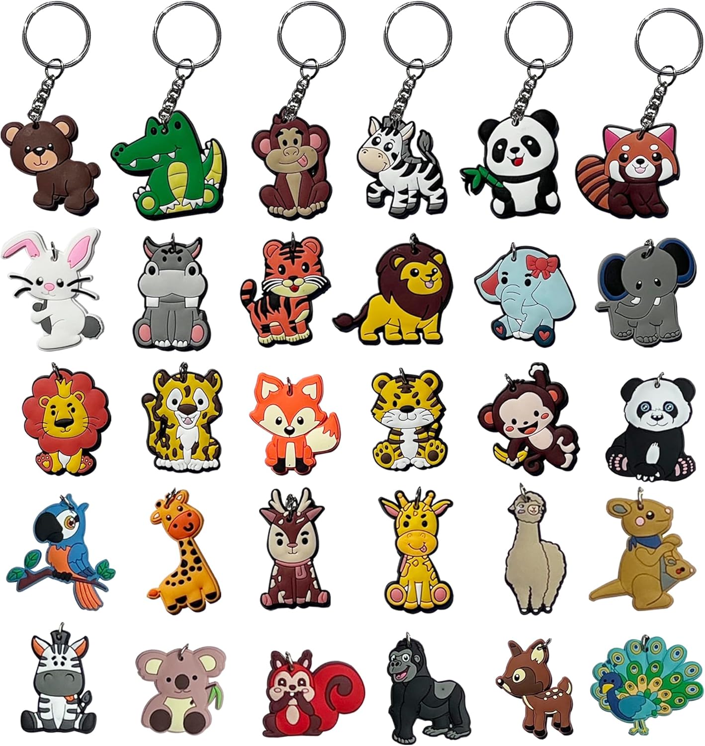 New 30pcs animal key cartoon Key chain Key Tags Goodie Bag Stuffer Christmas Gift Holiday Charms for children