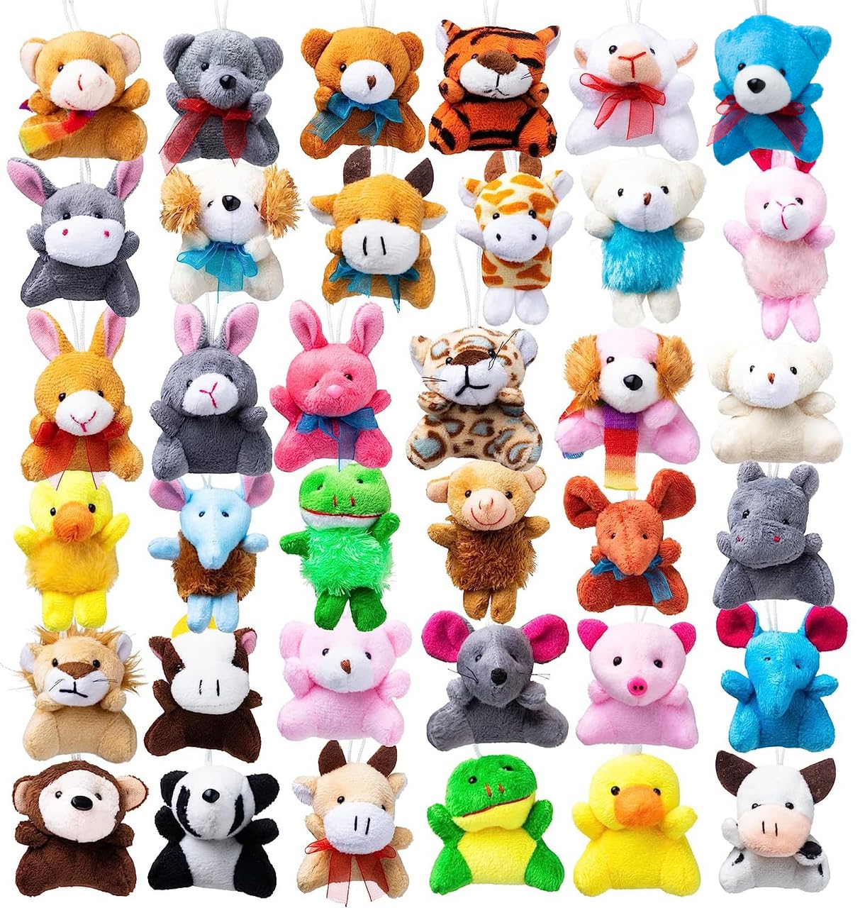 JOYIN 36 Pack Mini Animal Plush Toy Assortment (36 Units 3" Each),Bulk Stuffed Animals Party Favors for Kids, Small Animals Plush Keychain Decoration, Carnival Prizes, Halloween Party Favors