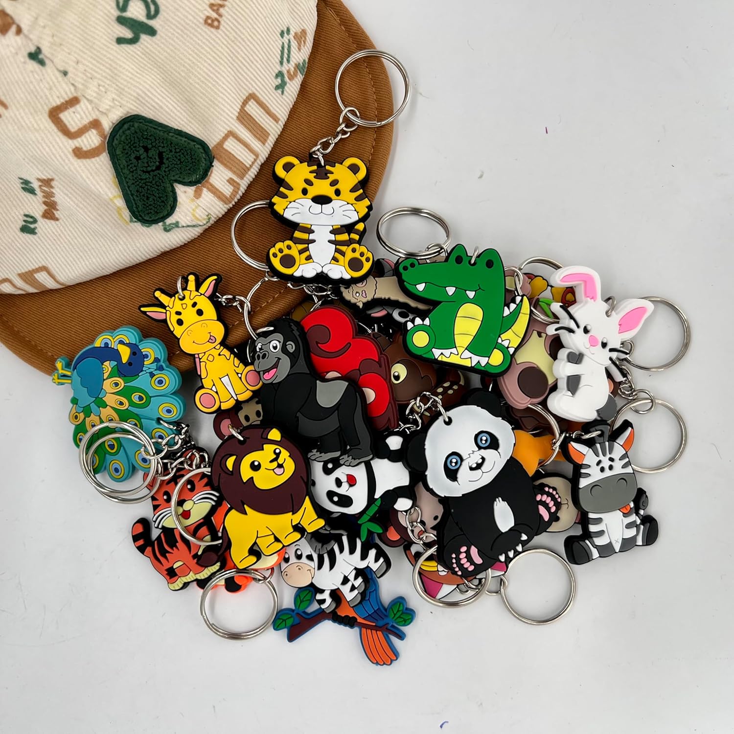 New 30pcs animal key cartoon Key chain Key Tags Goodie Bag Stuffer Christmas Gift Holiday Charms for children