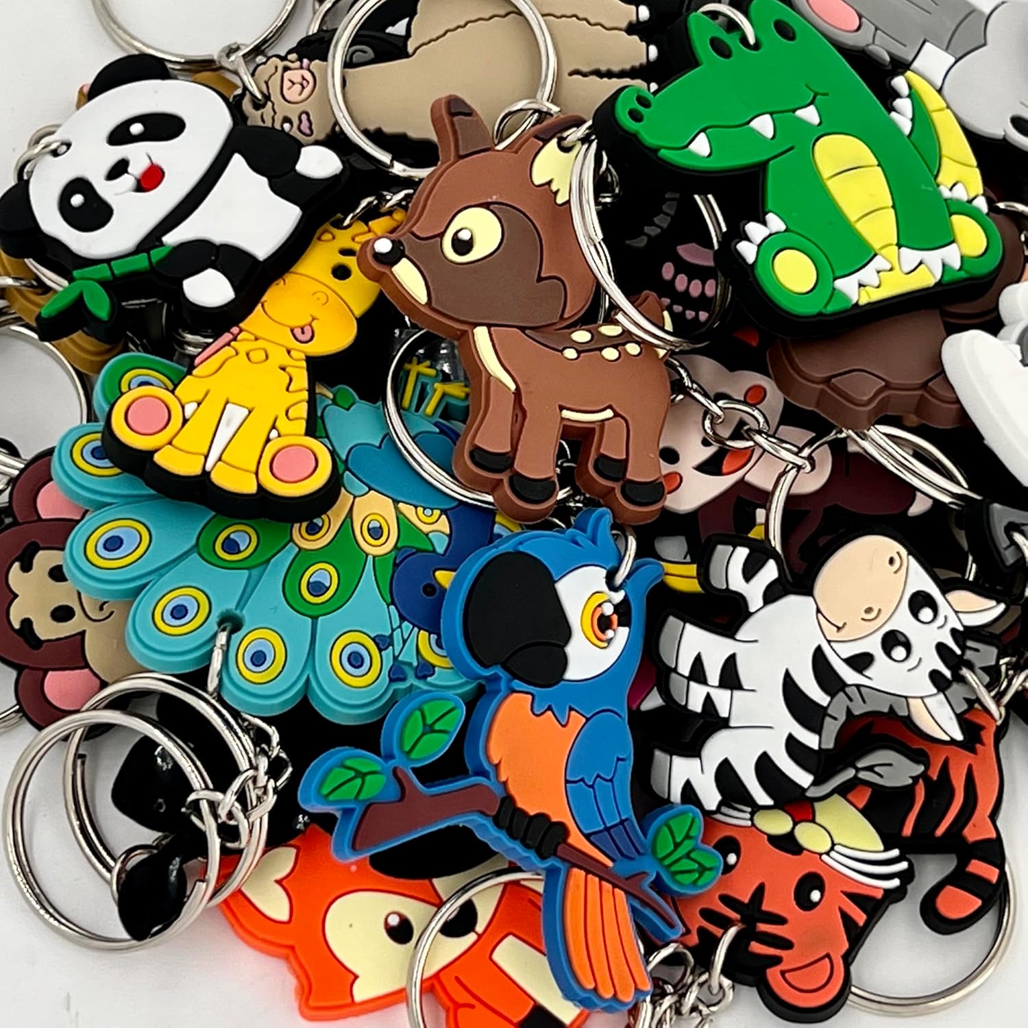 New 30pcs animal key cartoon Key chain Key Tags Goodie Bag Stuffer Christmas Gift Holiday Charms for children